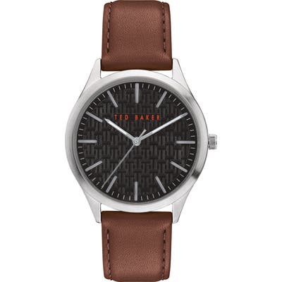 Ted Baker London Manhatt Leather Strap Watch, 40Mm