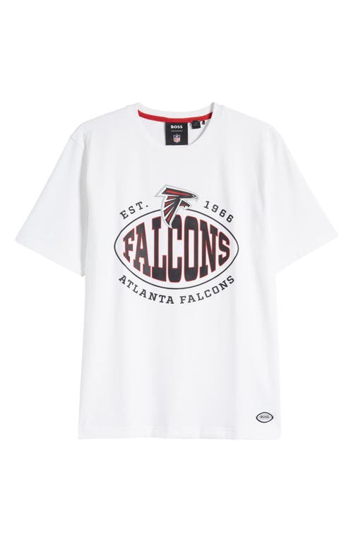 Shop Hugo Boss Boss X Nfl Stretch Cotton Graphic T-shirt In Atlanta Falcons White