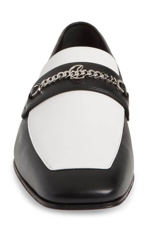 Shop Christian Louboutin Moc Toe Loafer In Black/bianco