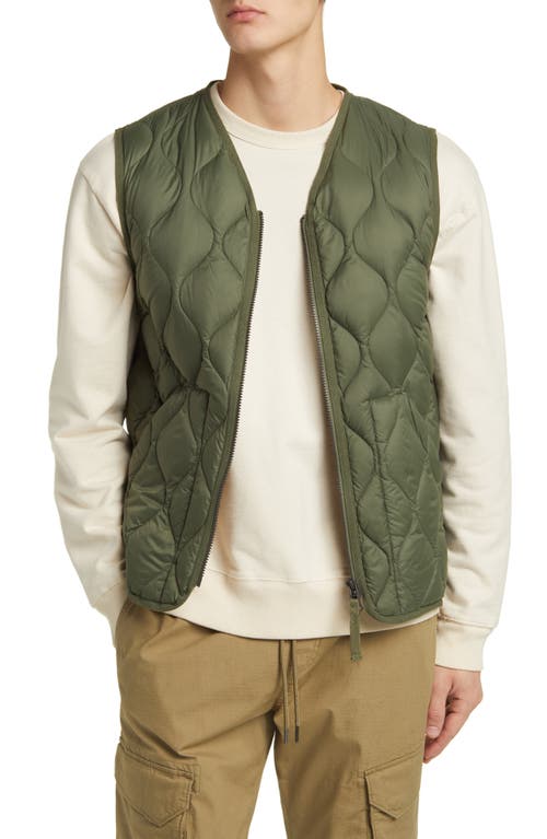 Military Quilted Packable Water Resistant 800 Fill Power Down Vest in Olive