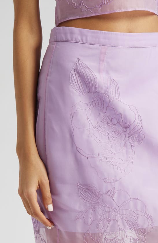 Shop Cinq À Sept Etta Floral Embroidered Maxi Skirt In Lilac