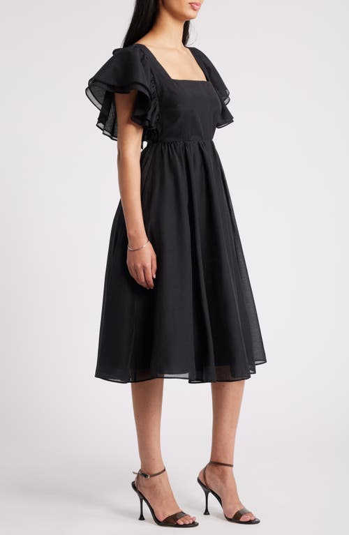 Shop Chelsea28 Ruffle Sleeve Open Back Dress In Black