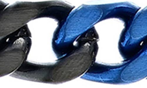 Blackjack Two-tone Cuban Chain Necklace In Black/blue