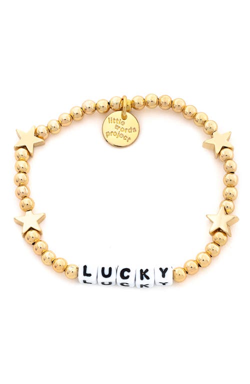 Little Words Project Lucky Beaded Stretch Bracelet in Gold