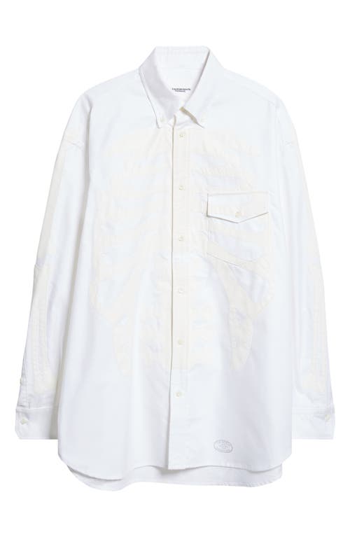 Takahiromiyashita The Soloist Takahiromiyashita Thesoloist. Bone Appliqué Button-down Shirt In White X White Bone