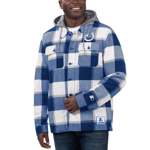 Men's Antigua Royal/Gray New York Giants Ease Flannel Long Sleeve Button-Up  Shirt