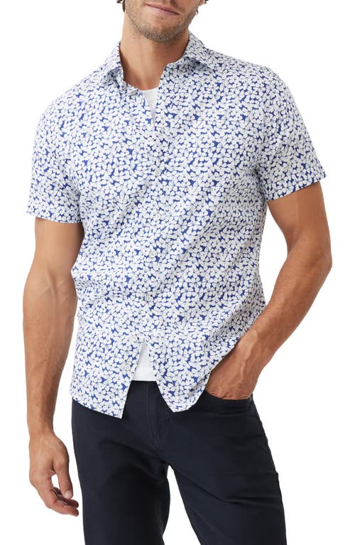 Rodd & Gunn Mitchies Crossing Sports Fit Floral Short Sleeve Cotton Button-Up Shirt Sea Blue at Nordstrom,