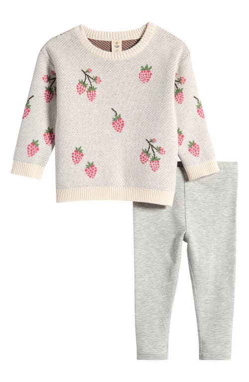 Tucker + Tate Jacquard Sweater & Pants Set in Ivory Berry Harvest- Grey 