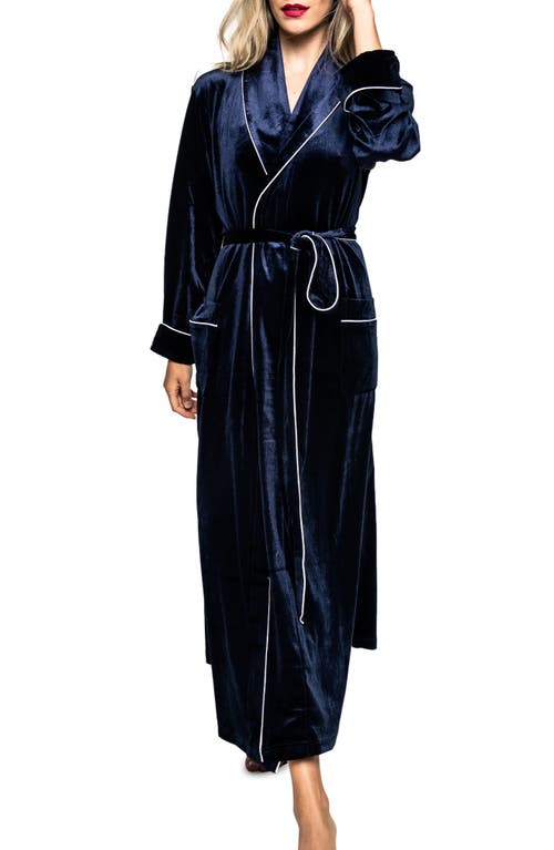 Petite Plume Women's Velour Robe in Navy at Nordstrom, Size X-Small