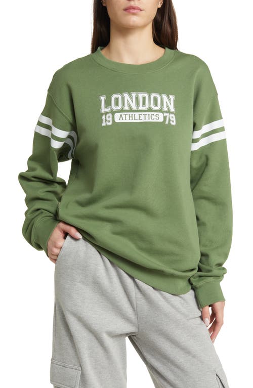 London Athletics Fleece Varsity Sweatshirt in Green