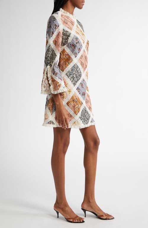 Zimmermann Multicolor Tallow Lace Trim Minidress In Spliced