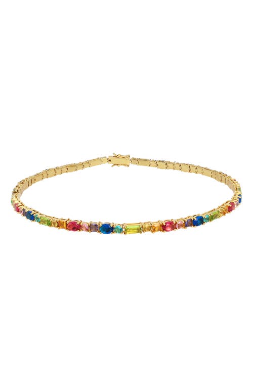 Mixed Crystal Tennis Necklace in Gold Multi