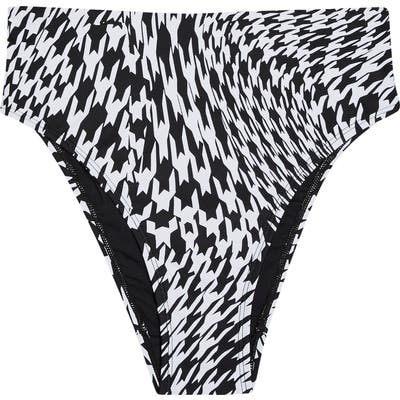 Topshop Houndstooth High Leg Bikini Bottoms, US (fits like 10-12) - Black