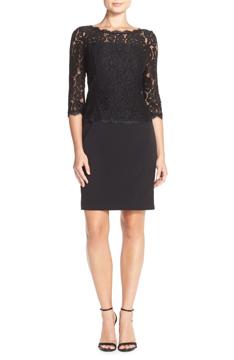 Adrianna Papell Lace & Crepe Sheath Dress | Nordstrom