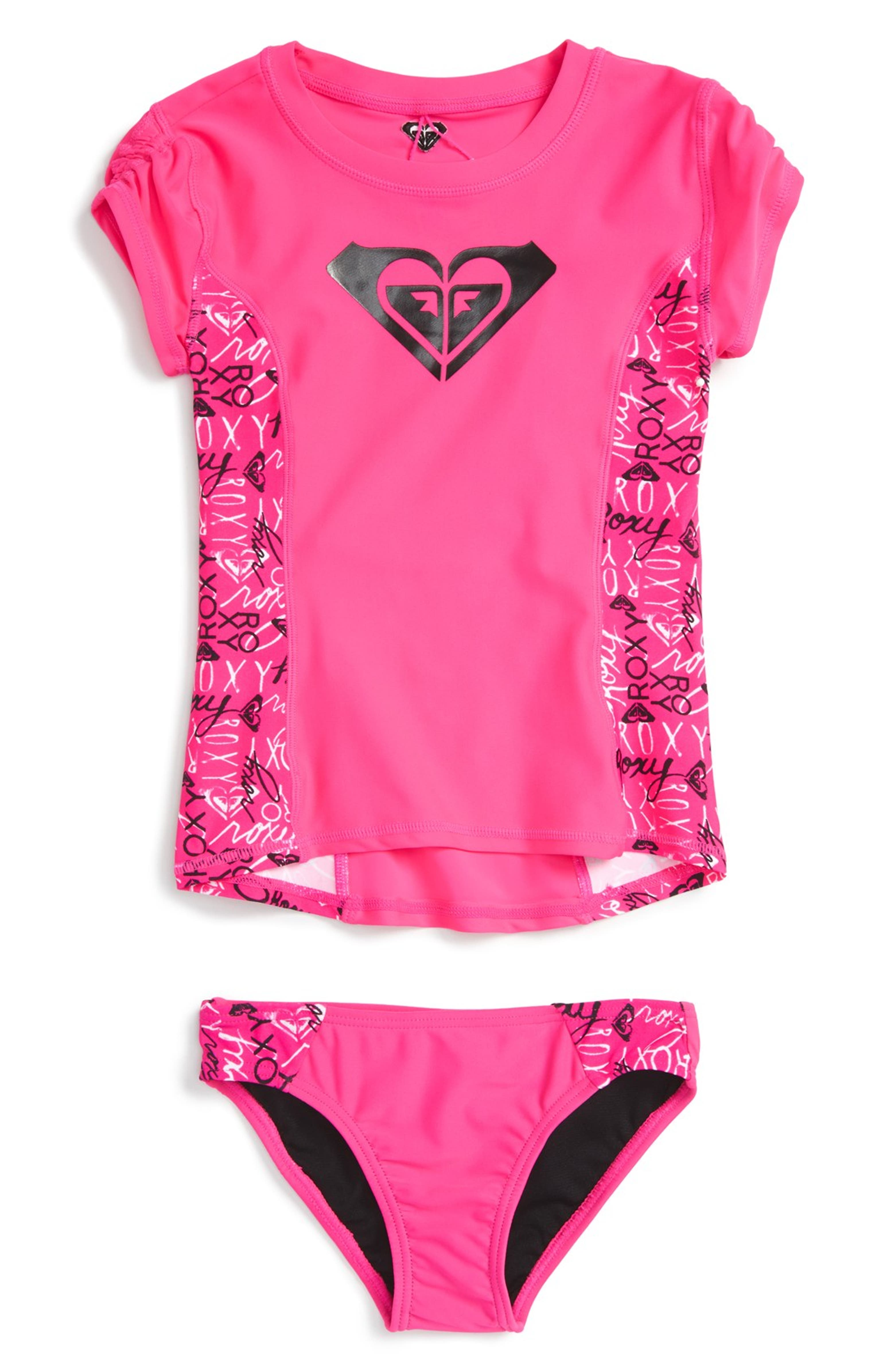 Roxy 'Pop' Two-Piece Rashguard Swimsuit (Toddler Girls & Little Girls ...