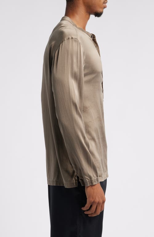 Shop Tom Ford Henley Stretch Silk Pajama Shirt In Dark Brown