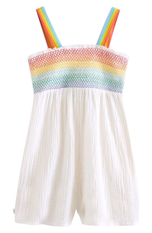 Shop Little Bird Kids' Floral Embroidered Romper In White Multi Stitch