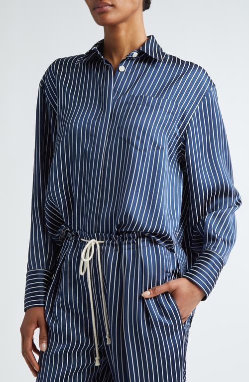 Shop Maria Mcmanus Stripe Button-up Shirt In Midnight Stripe