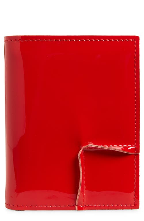 Comme Des Garçons Wallets Reversed Corner Patent Leather Card Case In Red