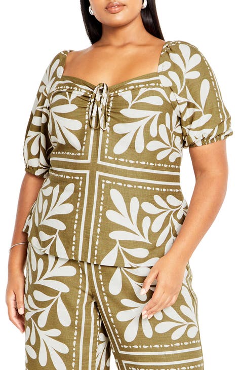 Green Plus-Size Blouses