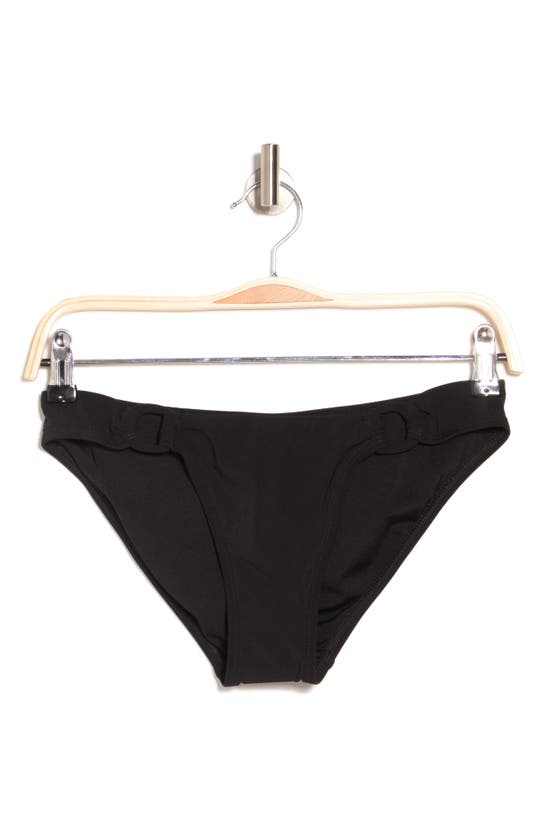 Robin Piccone Ava Solid Twist-front Bikini Bottom In Black