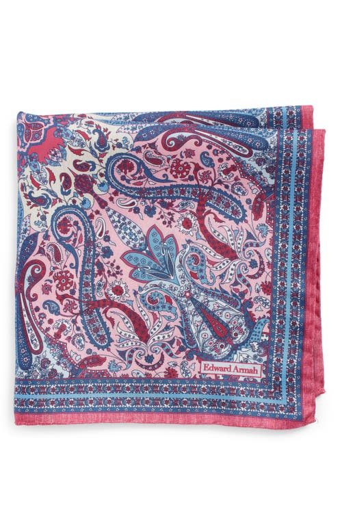 Persian Print Silk Pocket Square in Pink