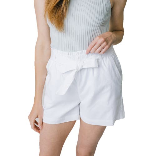 Hope & Henry Womens' Cinched Waist Short in White Linen at Nordstrom