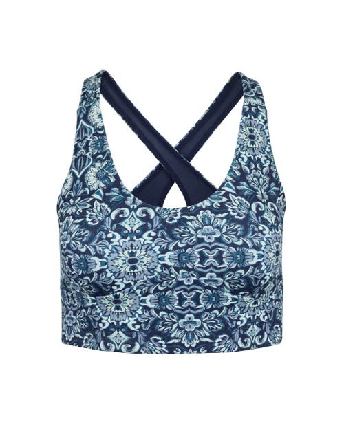Adore Me Lotus Medium Support Lotus Sports Bra In Geo Blue