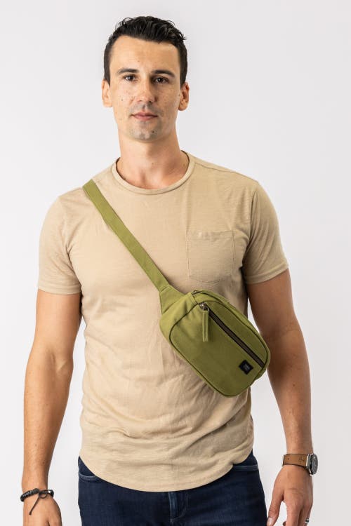 Terra Thread Organic Cotton Sling Belt Bag In Olive Green