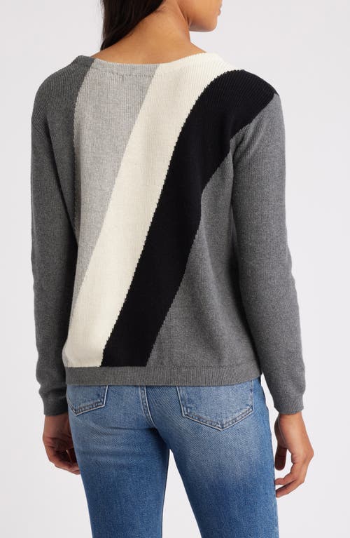 Shop Hatley Devon Stripe Cotton & Cashmere Sweater In Grey