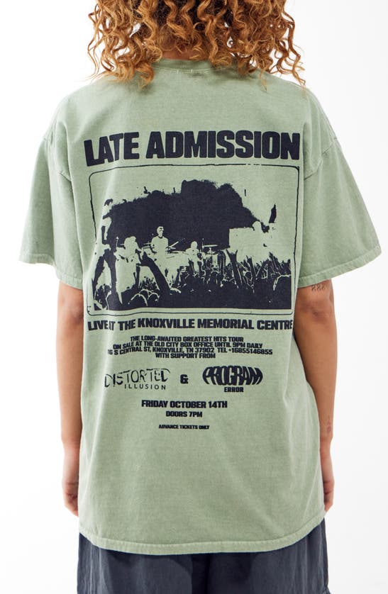 Shop Bdg Urban Outfitters Late Admission Oversize Cotton Graphic T-shirt In Sage