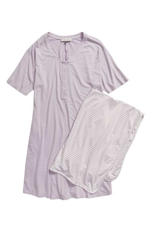 Angel Maternity Hospital Maternity Nightgown & Baby Wrap Set in Lavender at Nordstrom, Size X-Small