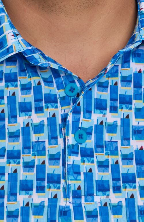 Robert Graham Tequila Sunrise Short Sleeve Performance Golf Polo In Light Blue