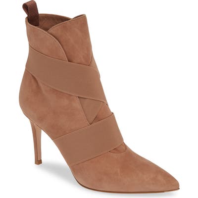 Gianvito Rossi Pointy Toe Bootie, Beige