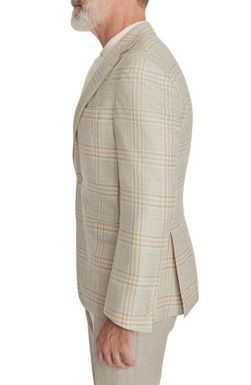 Shop Jack Victor Mcallen Soft Constructed Plaid Wool, Silk & Linen Blazer In Beige/light Grey