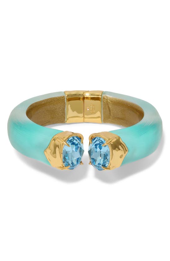 Alexis Bittar Bonbon Crystal Lucite® Hinged Bracelet In Blue/gold