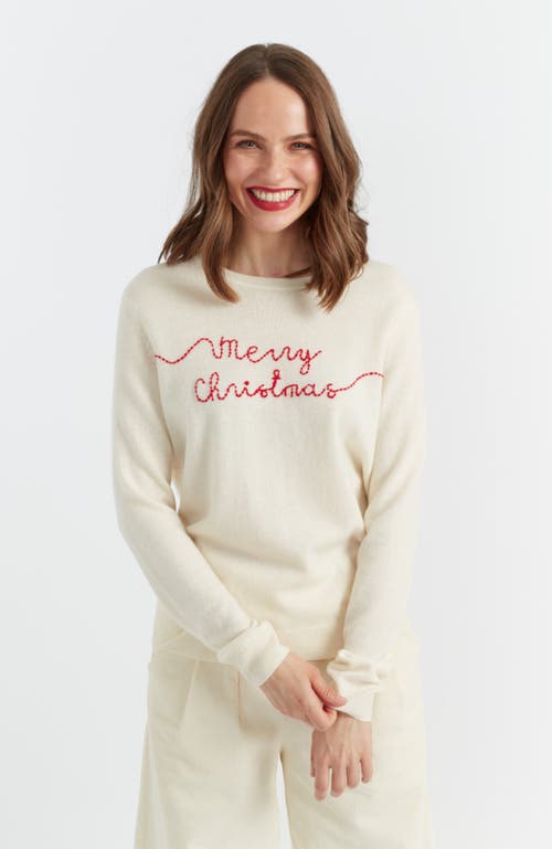 Shop Chinti & Parker Wool-cashmere Merry Christmas Sweater In Cream