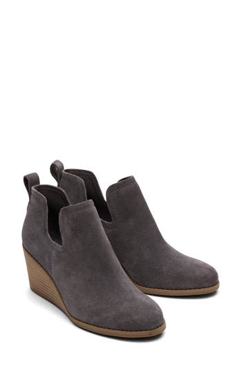 Toms Kallie Womens Faux Suede Slip On Wedge Boots In Grey
