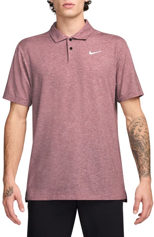 Shop Nike Golf Dri-fit Heathered Golf Polo In Burgundy Crush/white