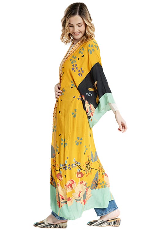Saachi Blossom Dot Floral Print Cover-up Kaftan In Yellow