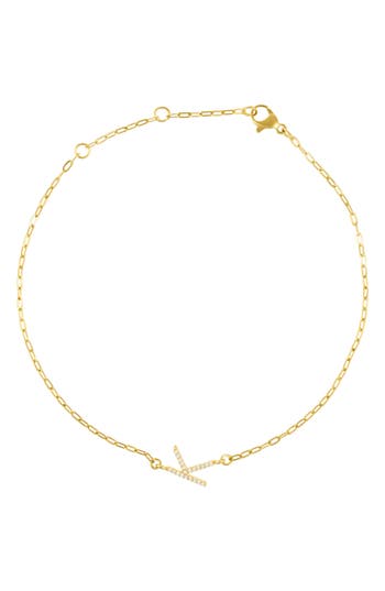 Adornia Pavé Cubic Zirconia Initial Anklet In Gold-k