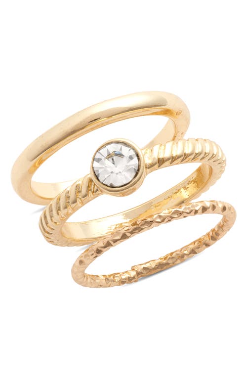 Sparkle Set of 3 Rings in Clear- Gold