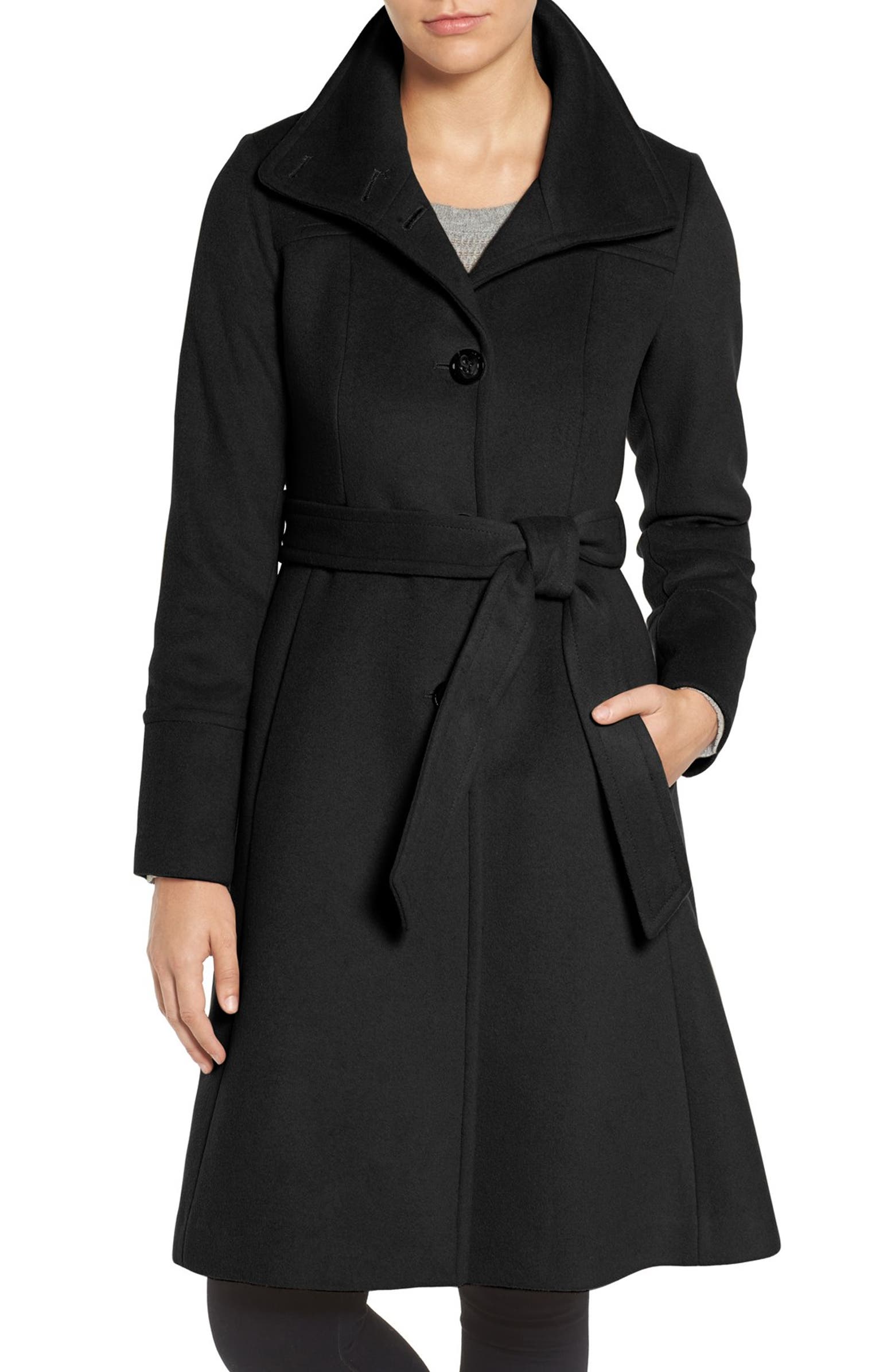 Eliza J Luxe Wool Blend Belted Long A-Line Coat | Nordstrom