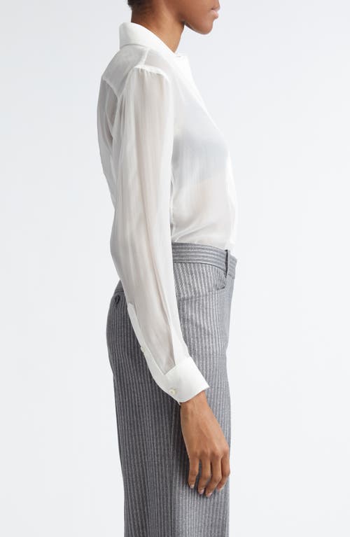 Tom Ford Plastron Silk Chiffon Button-up Shirt In Aw048 Warm Off White