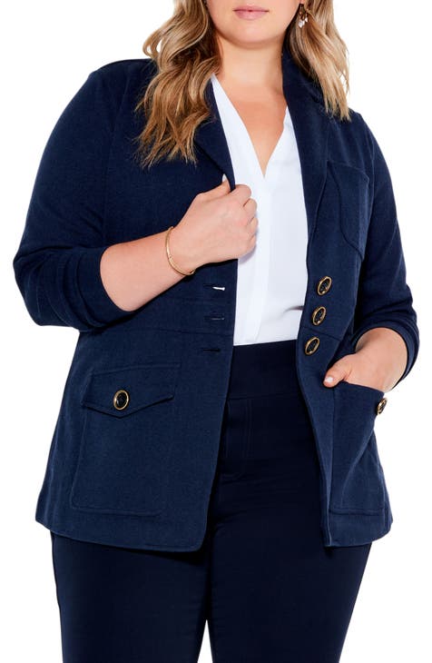 Chambray Blue Notch Collar Blazer - WOMEN Jackets & Coats