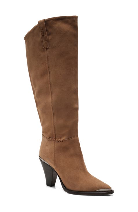 ladies suede knee length boots