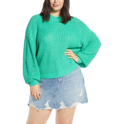 Plus Size Bp. Traveling Stitch Sweater, Green