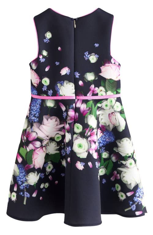 Ted Baker Baker By  Kids' Floral Sleeveless Scuba Dress In Navy