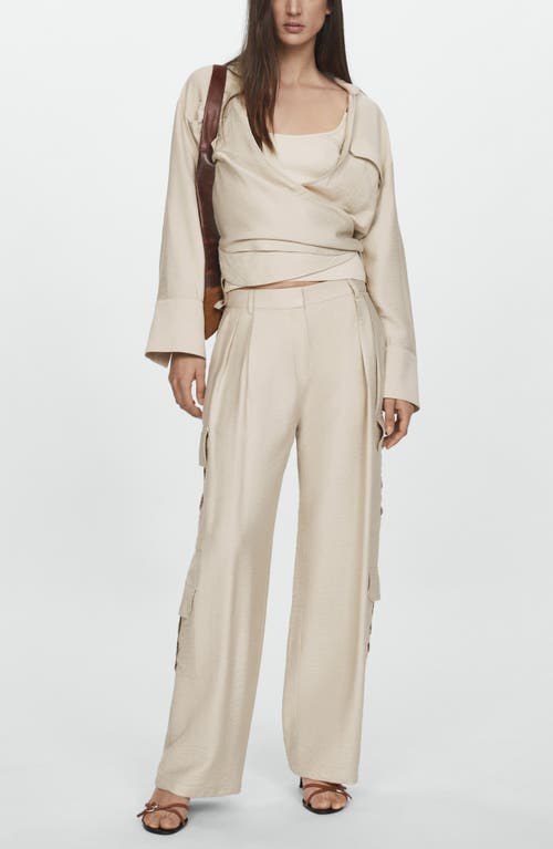 Shop Mango Utah Cargo Trousers In Light Pastel Brown