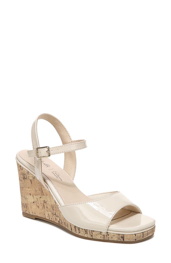 Lifestride Island Time Wedge Sandal In Almond Milk Faux Patent